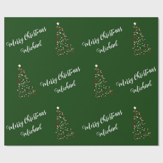 Vrolijk Kerstfeest Aangepaste Naam Elegant Geperso Cadeaupapier (Vlak)