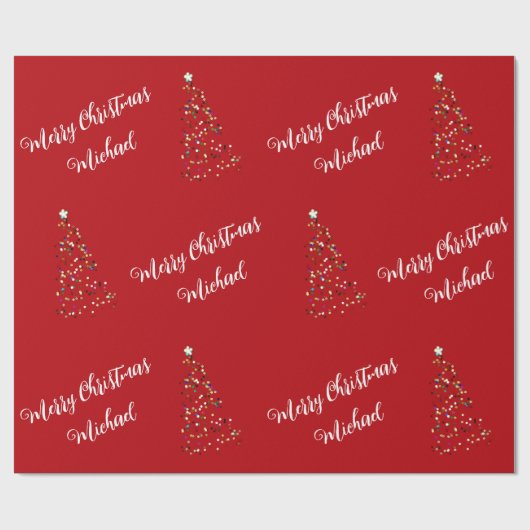 Vrolijk Kerstfeest Aangepaste Naam Elegant Geperso Cadeaupapier (Vlak)