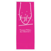 Vrolijk kerstfeest Aangepaste naam Modern Chic Sti Wijn Cadeautas (Achterkant)