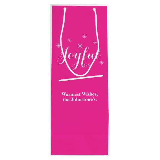 Vrolijk kerstfeest Aangepaste naam Modern Chic Sti Wijn Cadeautas (Achterkant)