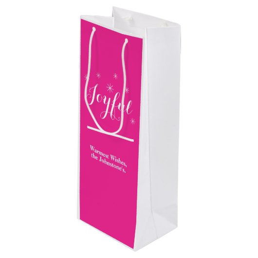 Vrolijk kerstfeest Aangepaste naam Modern Chic Sti Wijn Cadeautas (Voorkant Gekanteld)