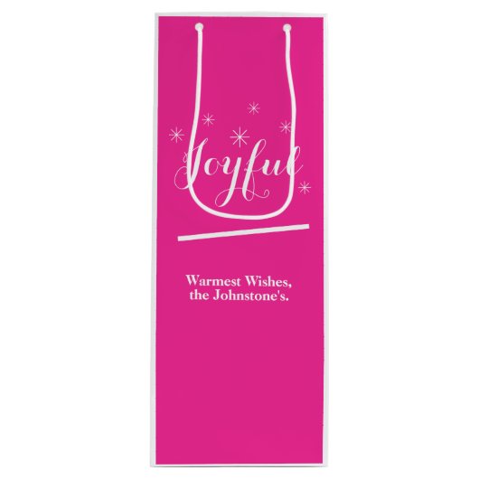 Vrolijk kerstfeest Aangepaste naam Modern Chic Sti Wijn Cadeautas (Voorkant)