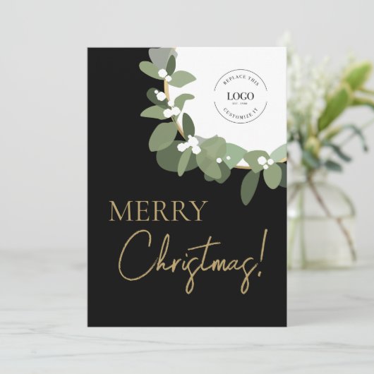 Vrolijk kerstfeest Aangepaste zakelijke Logo Moder Feestdagenkaart (Staand voorkant)