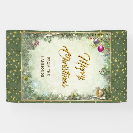 Vrolijk kerstfeest (aanpasbaar) spandoek (Horizontaal)