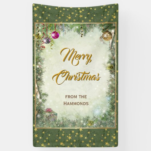 Vrolijk kerstfeest (aanpasbaar) spandoek (Verticaal)