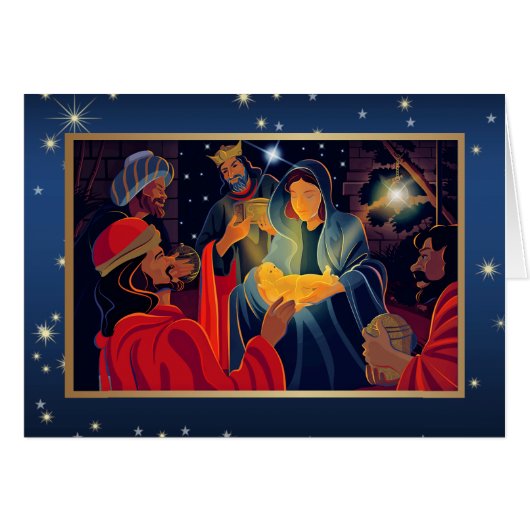 Vrolijk kerstfeest. Aanpassing van de Kaart Magi C (Voorkant Horizontaal)