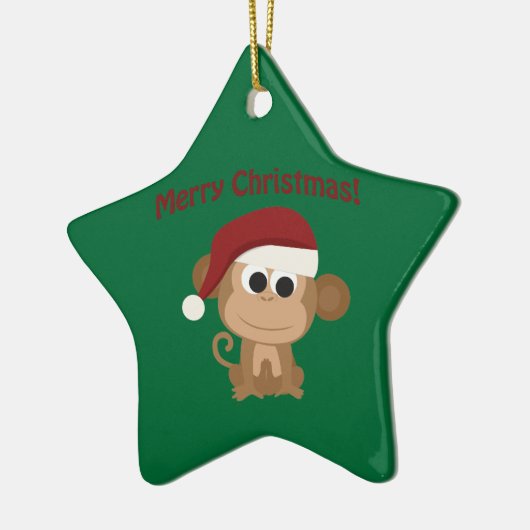 Vrolijk kerstfeest! aap keramisch ornament (Links)