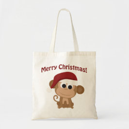Vrolijk kerstfeest! aap tote bag