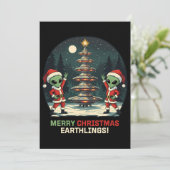 Vrolijk kerstfeest, aardbewoners! feestdagenkaart (Staand voorkant)