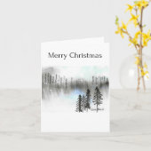 Vrolijk kerstfeest, Abstracte boom Waterverf bos Kaart (Gele Bloem)