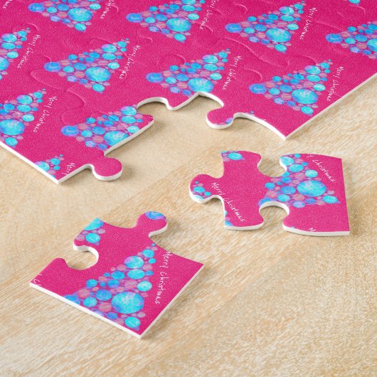 Vrolijk kerstfeest Abstracte Paarse boom moeilijk Legpuzzel (Zijkant)