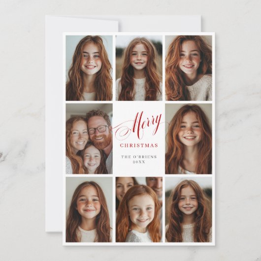 Vrolijk kerstfeest acht multi foto ontwerp kaart (Voorkant)