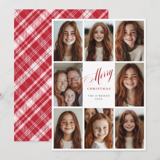 Vrolijk kerstfeest acht multi foto ontwerp kaart (Voorkant / Achterkant)