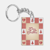 Vrolijk kerstfeest Acrylische Sleutelhanger (Voorkant Links)