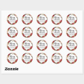 Vrolijk kerstfeest | Adres Waterverf Poinsettia  Ronde Sticker (Vel)