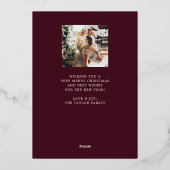 Vrolijk kerstfeest Afbeelding Burgundy Red met gou Folie Feestdagenkaart (Achterkant)