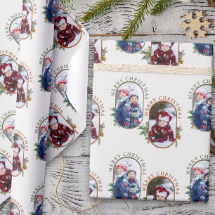 Vrolijk Kerstfeest Afgeronde Lozenge 2 Foto Cadeaupapier