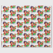 Vrolijk kerstfeest Afrikaans-Amerikaanse  Kinder Cadeaupapier (Vlak)