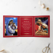 Vrolijk kerstfeest. Afrikaanse Amerikaanse nativit Drieluik Wenskaart (Binnen)