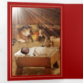 Vrolijk kerstfeest. Afrikaanse Amerikaanse nativit Drieluik Wenskaart (Binnenzijde eerst)