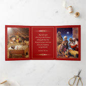 Vrolijk kerstfeest. Afrikaanse Amerikaanse nativit Drieluik Wenskaart (Binnen)