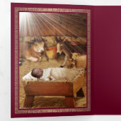 Vrolijk kerstfeest. Afrikaanse Amerikaanse nativit Drieluik Wenskaart (Binnenzijde eerst)