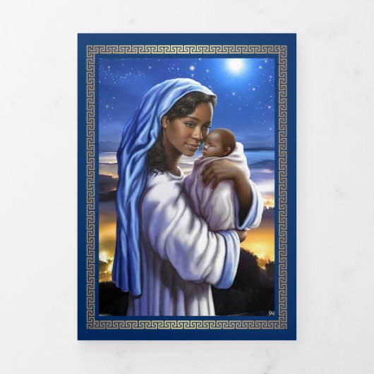 Vrolijk kerstfeest. Afrikaanse Amerikaanse nativit Drieluik Wenskaart (Cover)