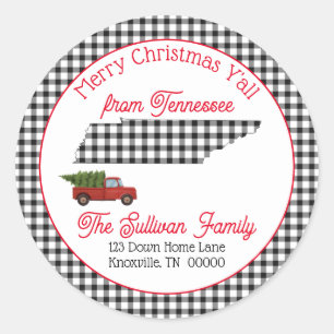 Vrolijk kerstfeest Al Tennessee Return Address Ronde Sticker