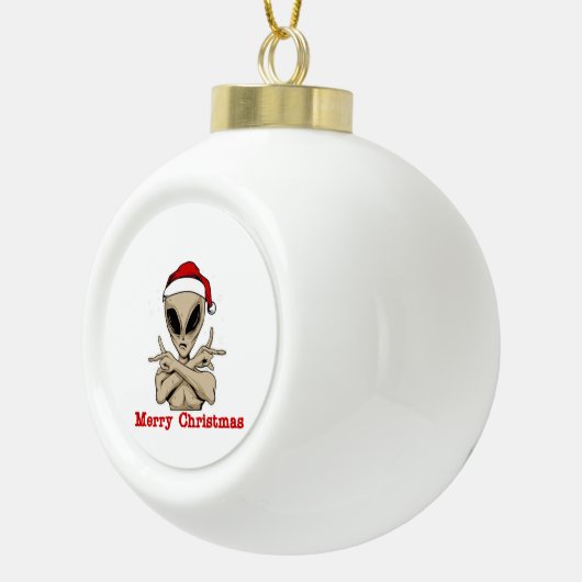 Vrolijk kerstfeest Alien Keramische Bal Ornament (Rechts)