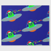 Vrolijk Kerstfeest Alien Santa Scifi Cadeaupapier (Vlak)