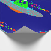 Vrolijk Kerstfeest Alien Santa Scifi Cadeaupapier (Hoek)