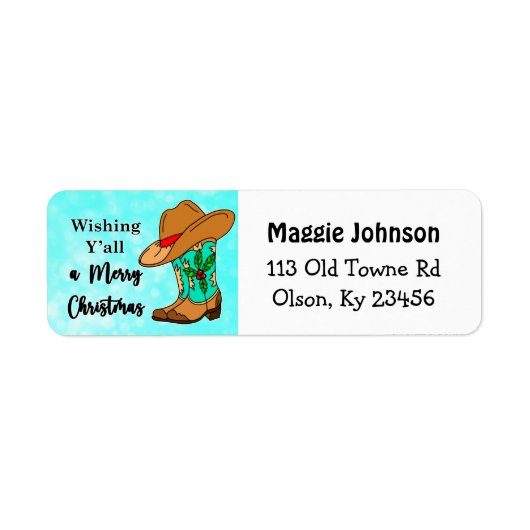 Vrolijk kerstfeest Alle Cowboy Boots, Pet Etiket (Voorkant)