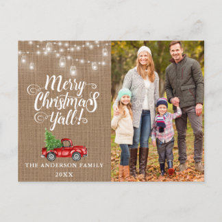 Vrolijk kerstfeest Alle foto's Burlap Truck Briefkaart