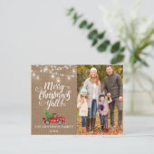 Vrolijk kerstfeest Alle foto's Burlap Truck Briefkaart (Staand voorkant)