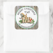 Vrolijk kerstfeest Alle landen en Western Rustic Vierkante Sticker (Tas)