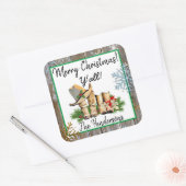 Vrolijk kerstfeest Alle landen en Western Rustic Vierkante Sticker (Envelop)