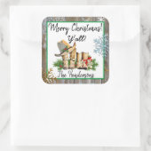 Vrolijk kerstfeest Alle landen en Western Rustic Vierkante Sticker (Tas)