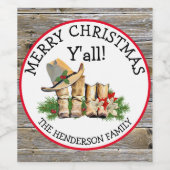 Vrolijk kerstfeest Alle landen en Western Rustic Wijn Etiket (Enkel label)