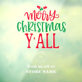 Vrolijk kerstfeest Alle Rode Groene Logo Winkelnaa Raamsticker (Vel 3)