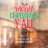 Vrolijk kerstfeest Alle Rode Groene Logo Winkelnaa Raamsticker (Vel 2)