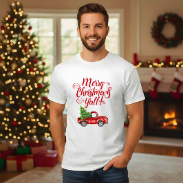 Vrolijk kerstfeest Alle  Rode Kerstmis. T-shirt