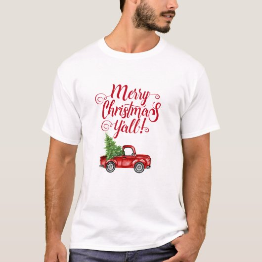 Vrolijk kerstfeest Alle  Rode Kerstmis. T-shirt (Voorkant)