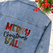 Vrolijk kerstfeest Alle Tartan Leopard Print Moder Denim Jacket