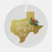 Vrolijk kerstfeest Alle Texas Glass Ornament (Achterkant)