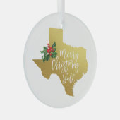 Vrolijk kerstfeest Alle Texas Glass Ornament (Voorkant Rechts)