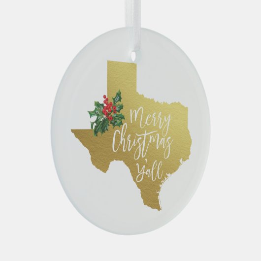Vrolijk kerstfeest Alle Texas Glass Ornament (Voorkant Rechts)