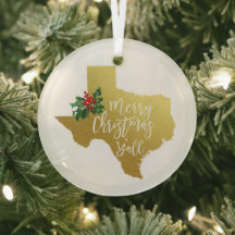 Vrolijk kerstfeest Alle Texas Glass Ornament