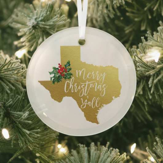 Vrolijk kerstfeest Alle Texas Glass Ornament (Insitu)