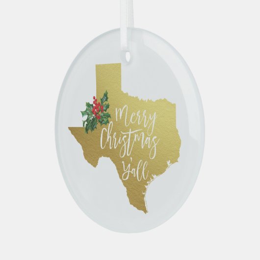 Vrolijk kerstfeest Alle Texas Glass Ornament (Voorkant links)