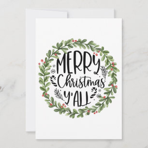 Vrolijk kerstfeest Alle Waterverf Wreath Feestdagenkaart